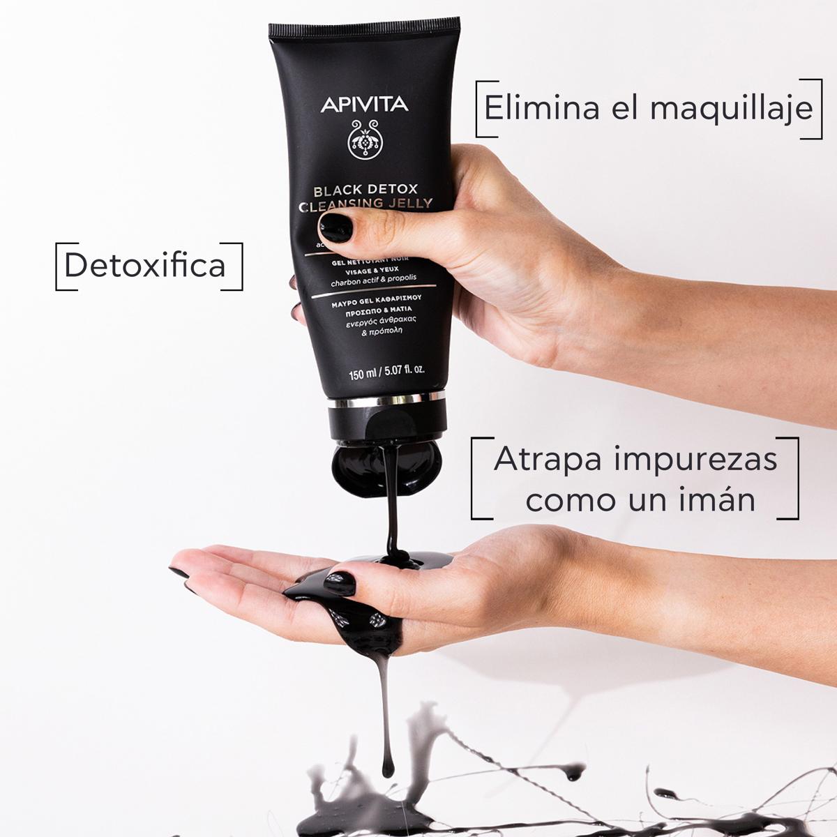Apivita Gel Limpiador facial detox con carbón activado 150ml.