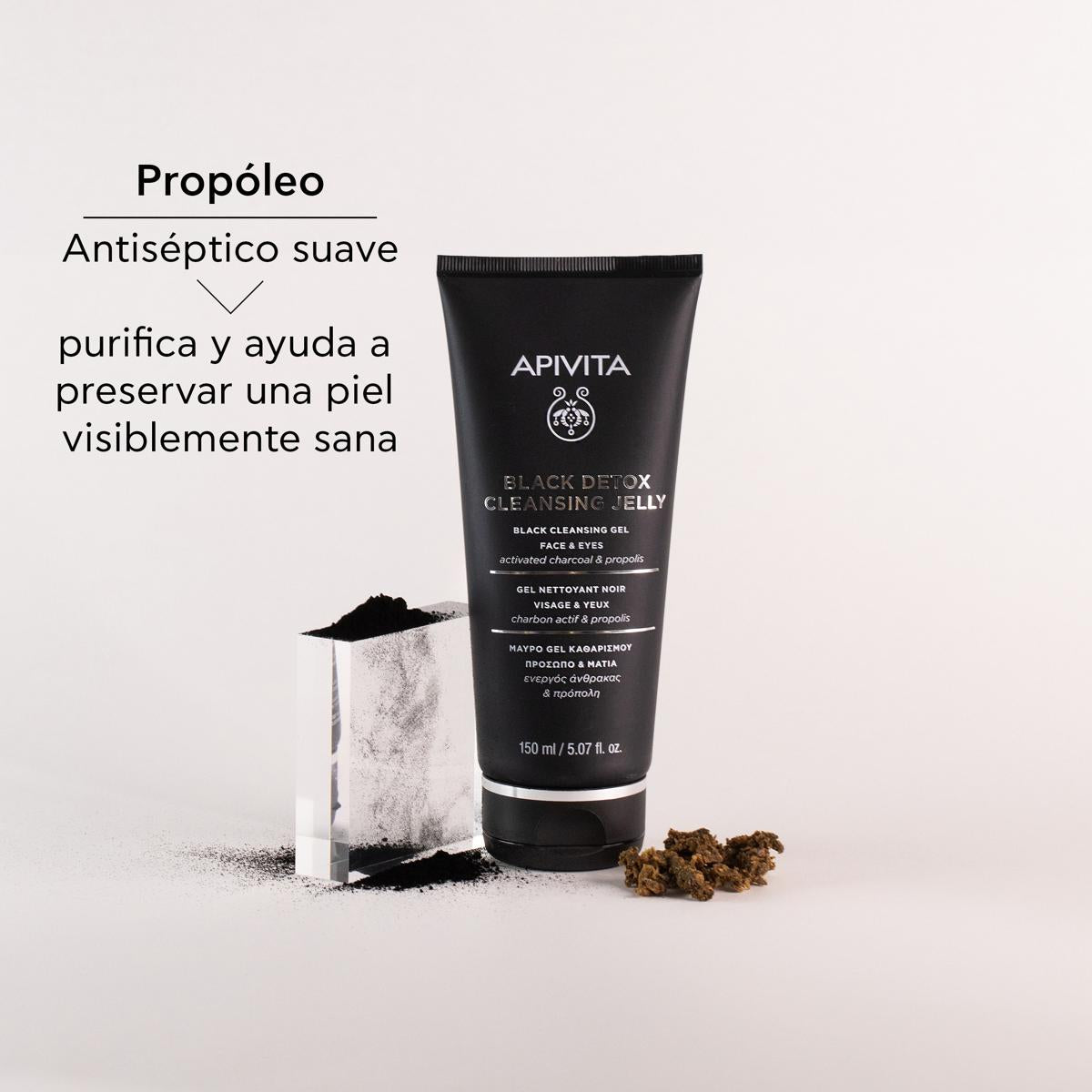Apivita Gel Limpiador facial detox con carbón activado 150ml.