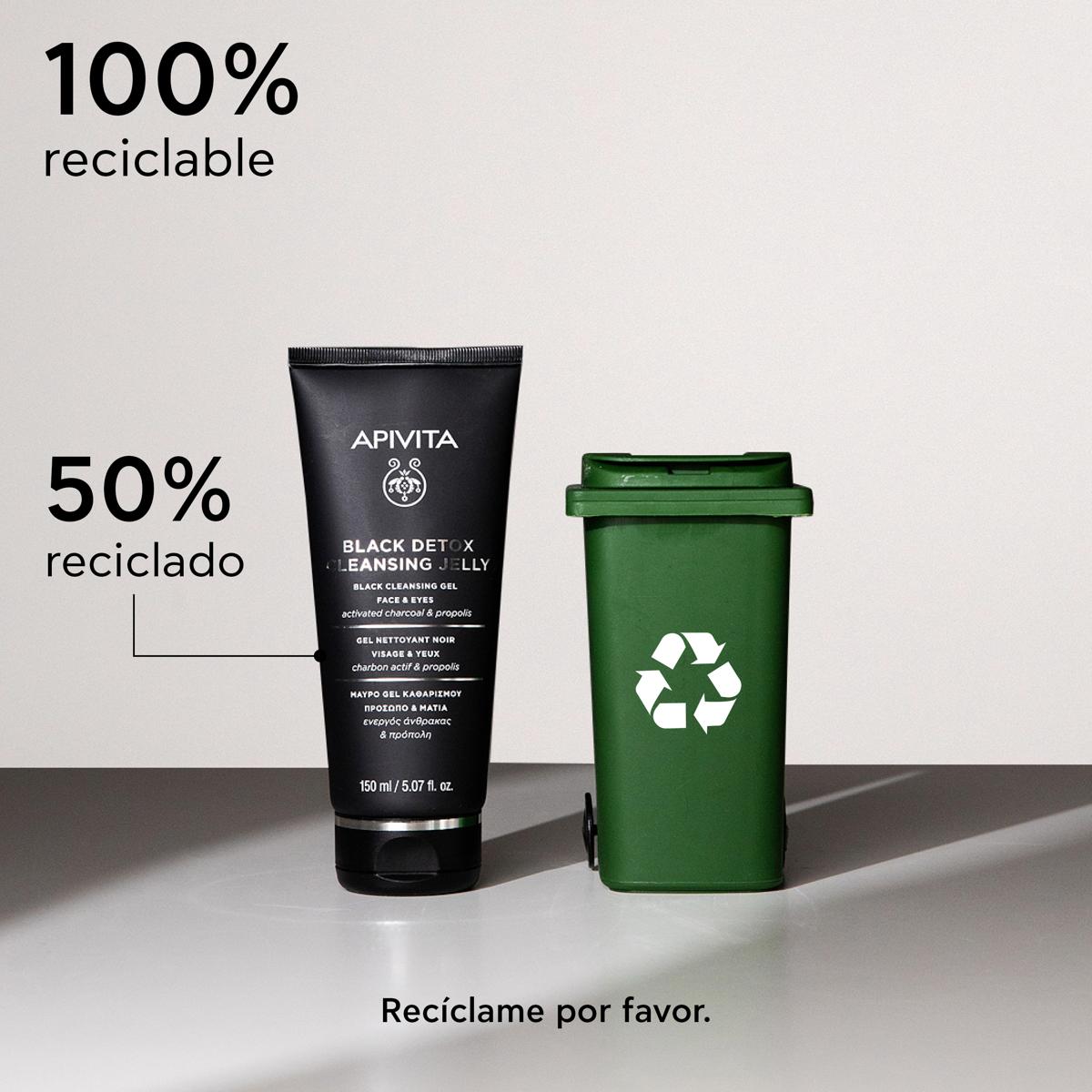 Apivita Gel Limpiador facial detox con carbón activado 150ml.