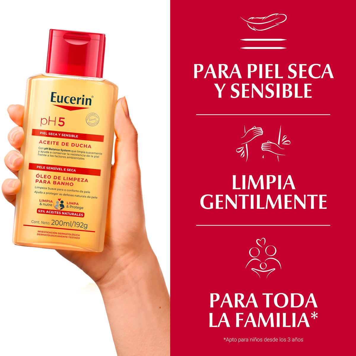 Eucerin pH5 aceite de ducha piel seca y sensible 200ml.