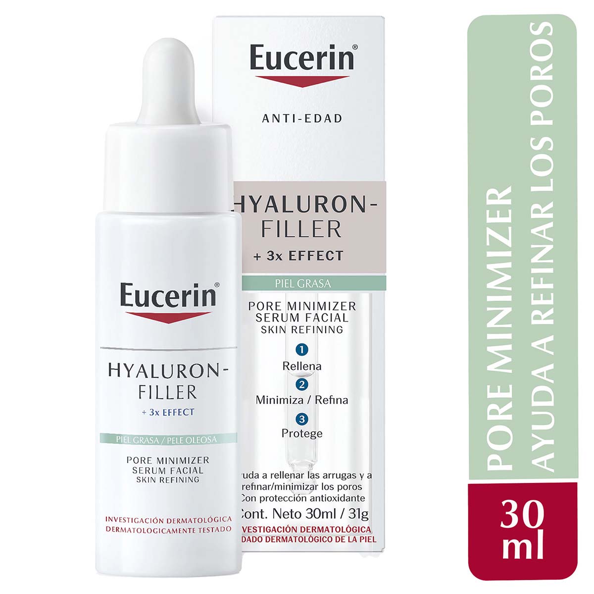 Eucerin Hyaluron Filler pore minimizer skin refiner, serum facial antiarrugas 30ml.