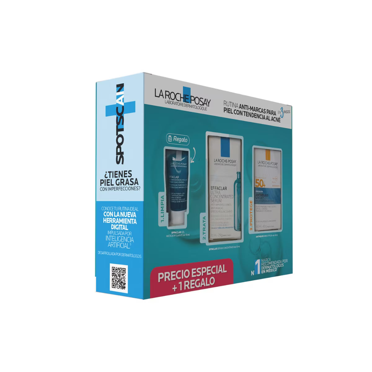 La Roche-Posay Kit Effaclar Ultra Serum 30 ml + Anthelios UV Air SPF 50+ 40 ml + Effaclar Gel Microexfoliante 15 ml