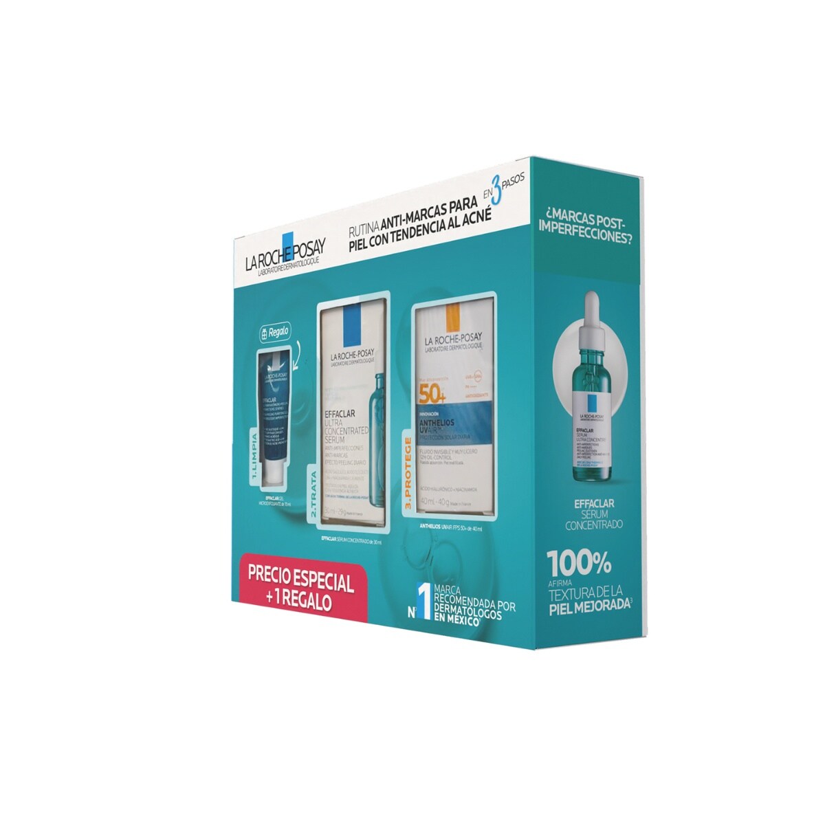La Roche-Posay Kit Effaclar Ultra Serum 30 ml + Anthelios UV Air SPF 50+ 40 ml + Effaclar Gel Microexfoliante 15 ml