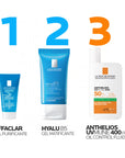 La Roche-Posay Kit Anthelios UVMune Fluido Oil Control SPF 50+ 50 ml + Hyalu B5 Gel Matificante 40 ml + Effaclar Creme Moussante 15 ml