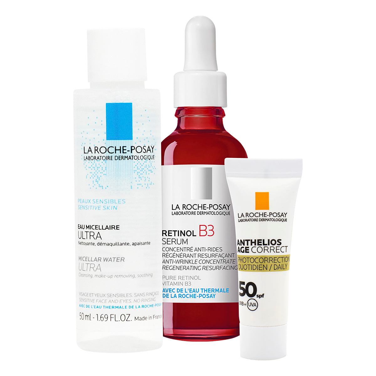 La Roche Posay Kit Retinol B3 Serum + Agua Micelar Ultra + Anthelio Age Correct FPS 50+