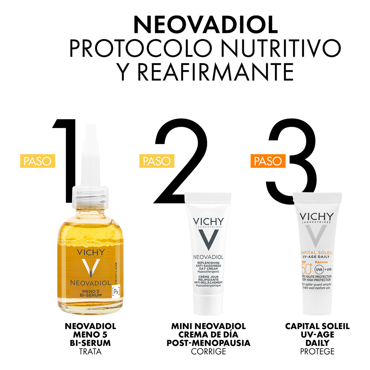 Vichy neovadiol meno 5 bl-serum 30ml + face uv age block spf50 3ml + ech neo post meno day cream 3ml.