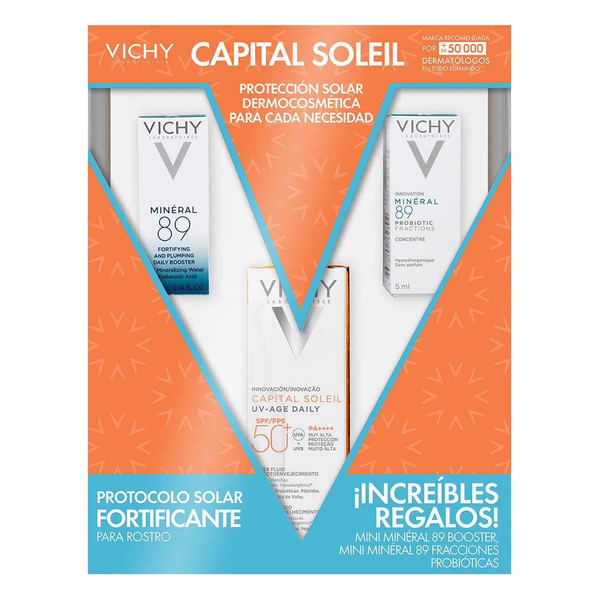 Vichy kit capital soleil protección solar rostro + mineral 89 fortificante verano 23