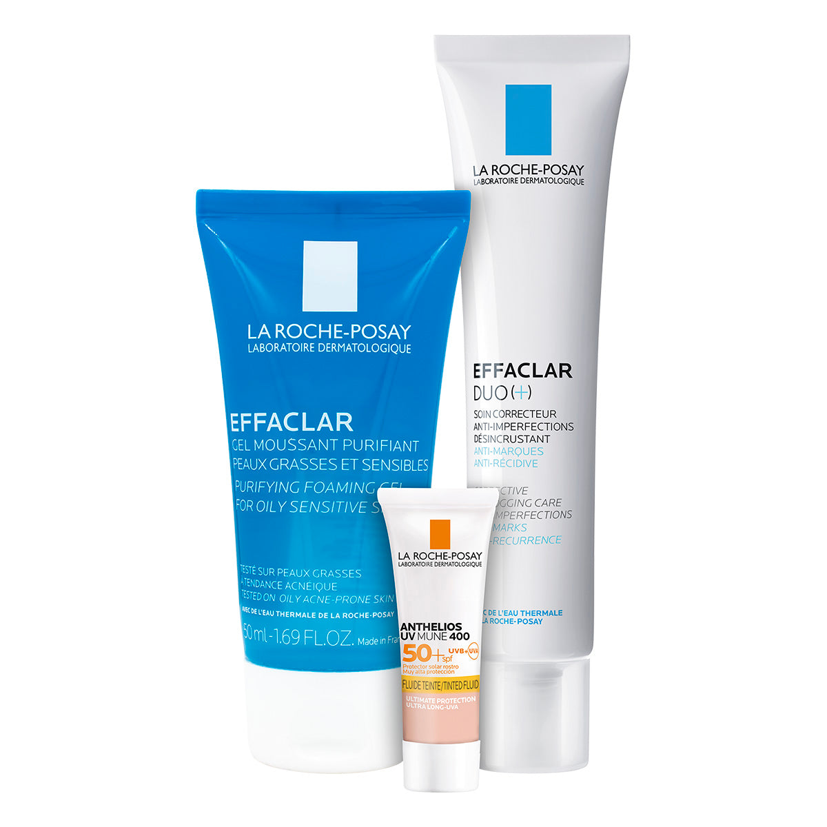 La Roche Posay Effaclar Duo+, Rutina para piel mixta a grasa con tendencia acneica, Kit Effaclar Duo+ Effaclar Gel + Anthelios UV MUNE 400 Fluido Con Color