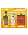 Vichy Kit Capital Soleil Agua de Protección Solar SPF50 200 ml + Capital Soleil UV-Age Daily SPF 50+ 40 ml + Identificador de Maleta