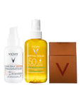Vichy Kit Capital Soleil Agua de Protección Solar SPF50 200 ml + Capital Soleil UV-Age Daily SPF 50+ 40 ml + Identificador de Maleta