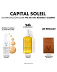 Vichy Kit Capital Soleil Agua de Protección Solar SPF50 200 ml + Capital Soleil UV-Age Daily SPF 50+ 40 ml + Identificador de Maleta
