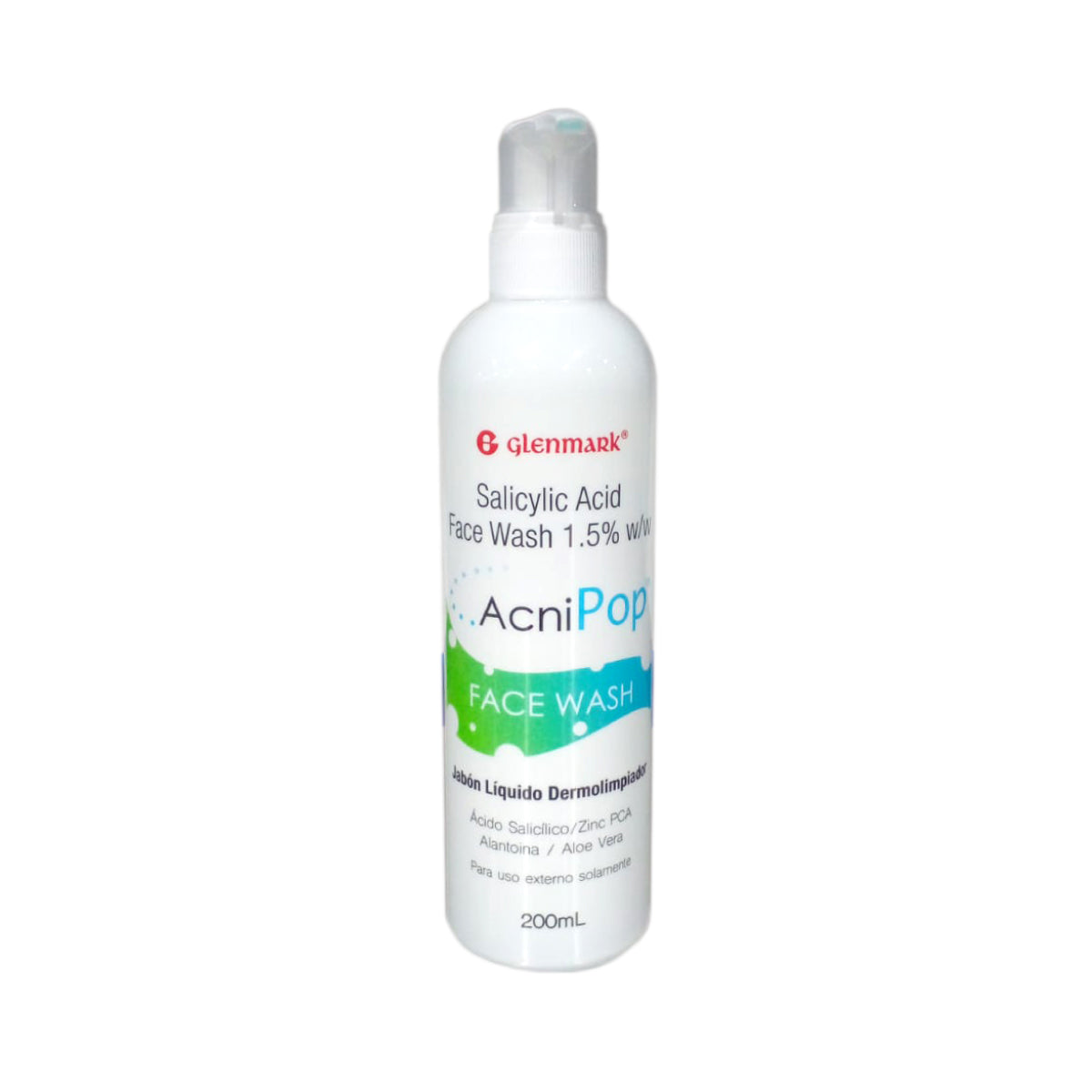 Glenmark Acnipop face wash para pieles con puntos negros y espinillas 200ml.