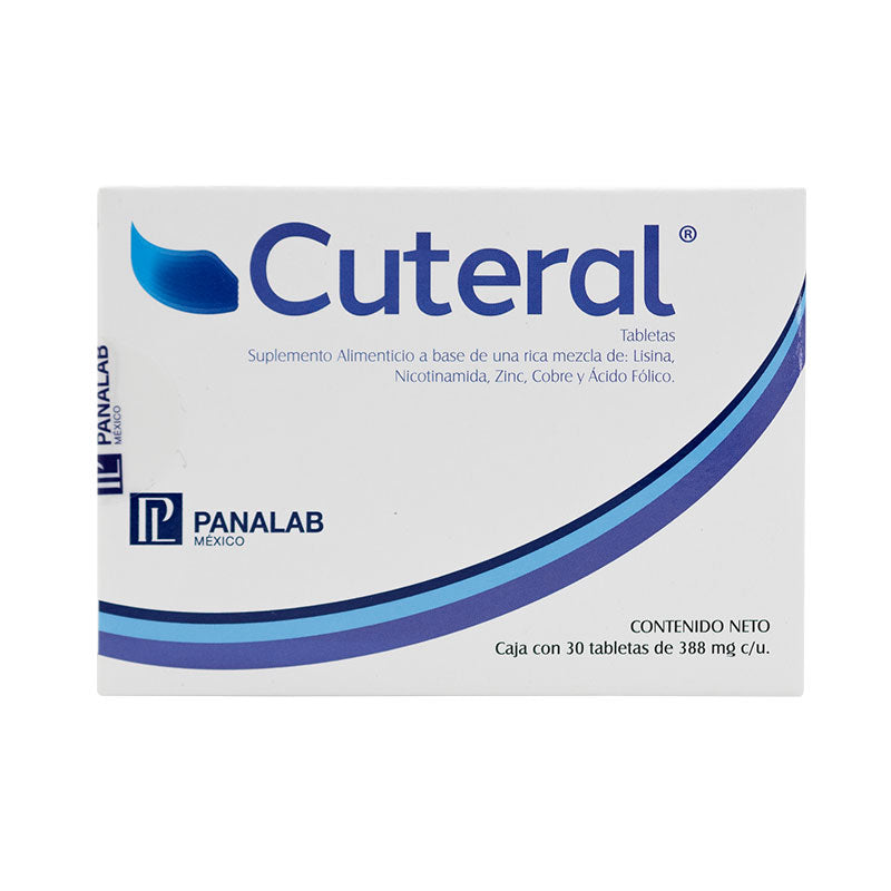 Panalab Cuteral Tabletas, suplemento alimenticio auxiliar en el tratamiento del acné C/30.