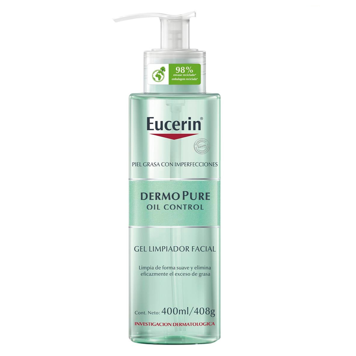 Eucerin Dermopure Gel limpiador para piel grasa y/o con tendencia acneica 400ml.