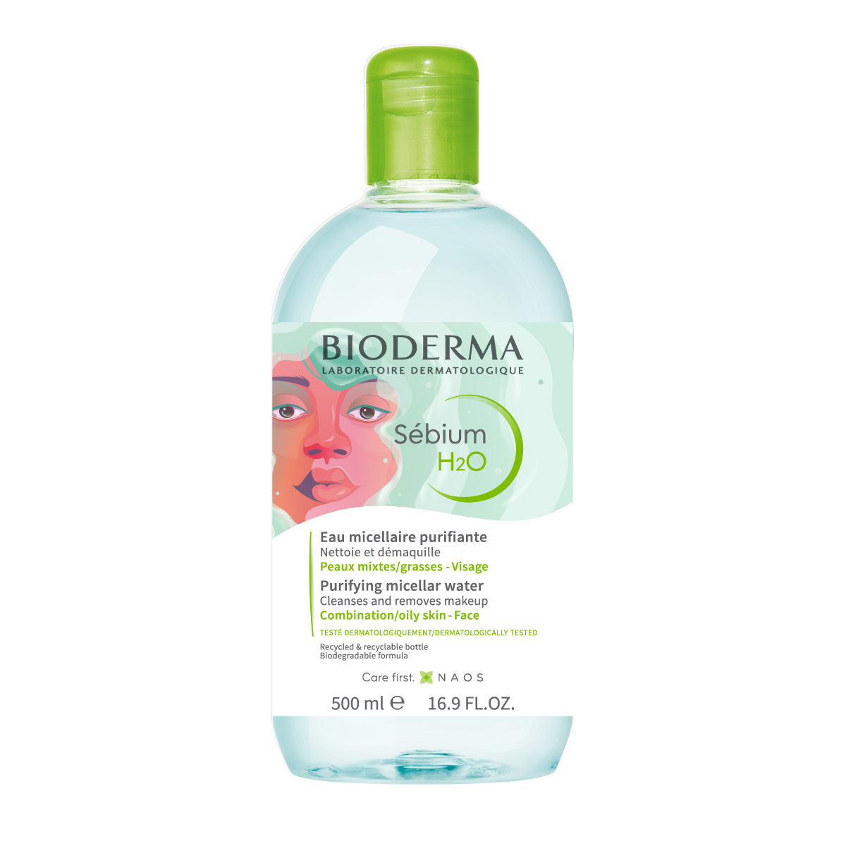 Bioderma Sébium H2O, Agua micelar desmaquillante para piel mixta a grasa 500ml.