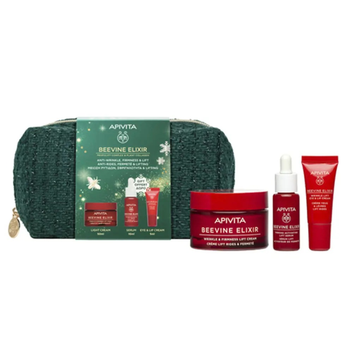 Apivita Kit BeeVine Elixir Crema Reafirmante 50 ml + Sérum Reafirmante 10 ml + Contorno de Ojos 5 ml