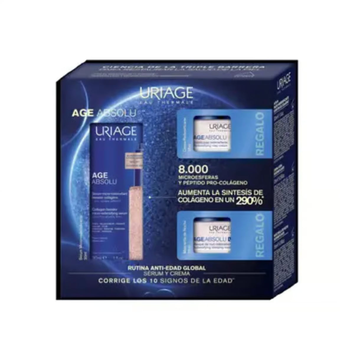 Uriage Kit Age Absolu Sérum 30 ml + Crema de Día 15 ml + Mascarilla de Noche 15 ml
