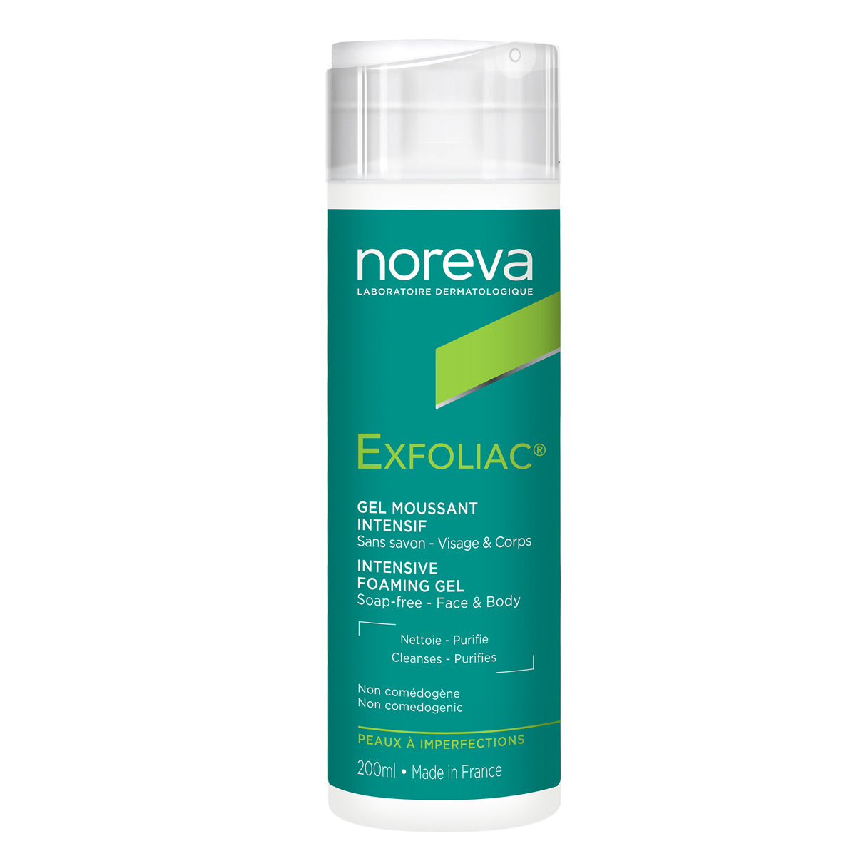 Noreva Exfoliac Gel Dermolimpiador, ideal para piel grasa con imperfecciones 200ml.