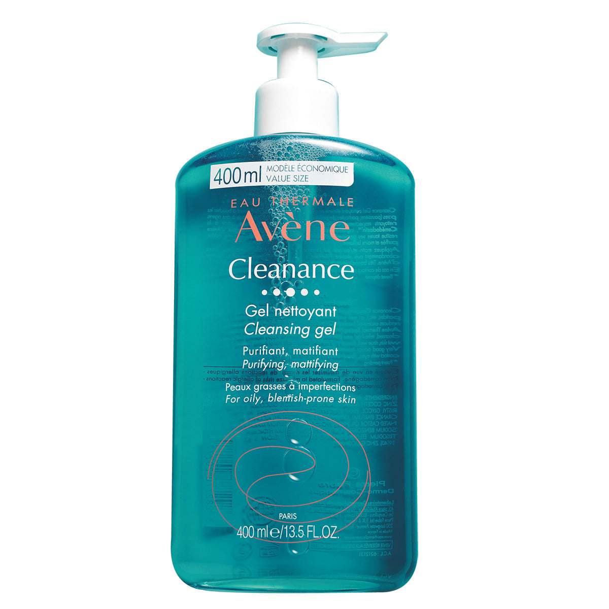 Avene Cleanance gel, limpiador y matificante para pieles sensibles con imperfecciones o con tendencia acneica 400ml.