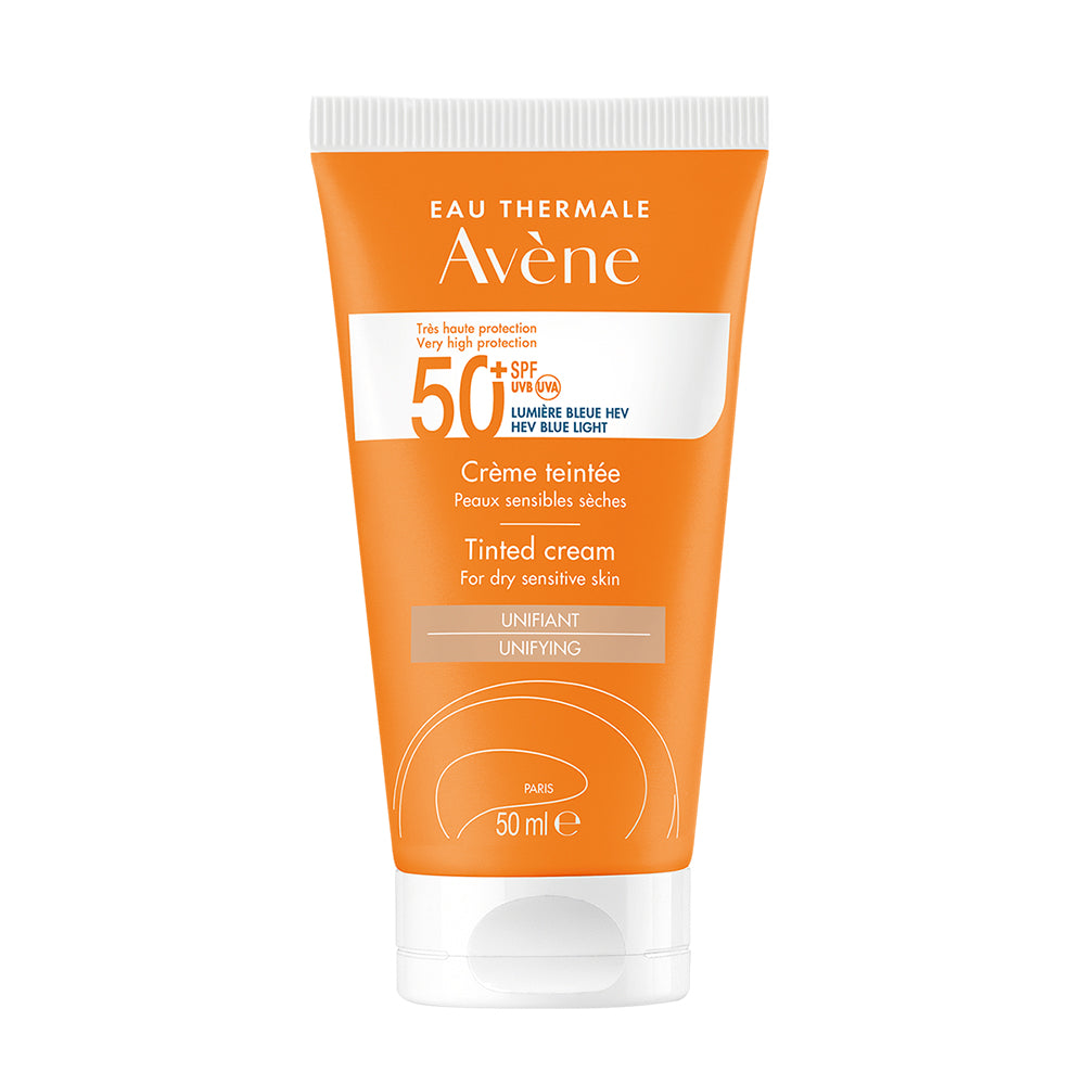 Avene Crema FPS 50+ con color, Protección solar con color para rostro de pieles secas y/o sensibles 50ml.