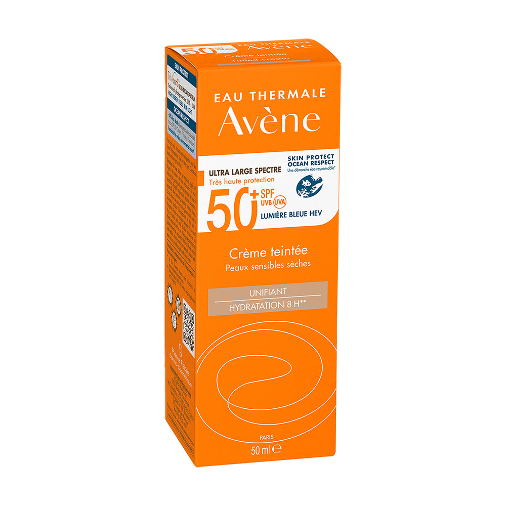 Avene Crema FPS 50+ con color, Protección solar con color para rostro de pieles secas y/o sensibles 50ml.