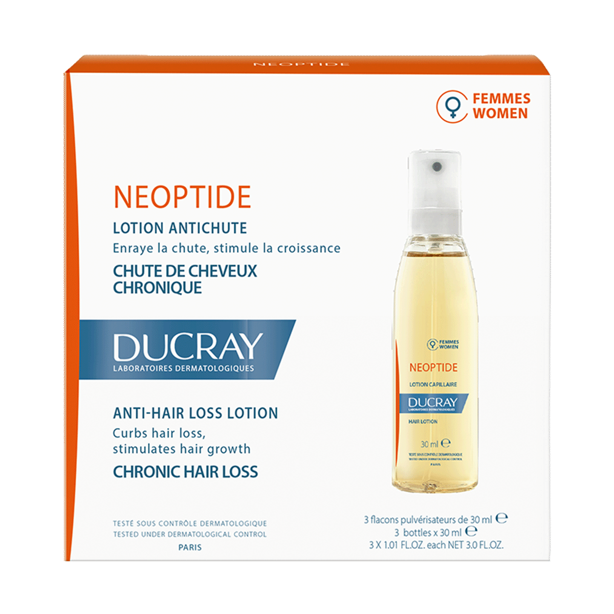 Ducray neoptide locion anti-caída c/3 de 30ml.