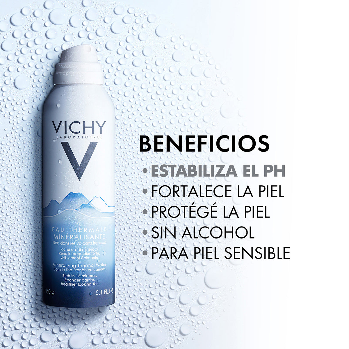 Vichy Agua Termal Mineralizante, Estabiliza, refuerza y renueva la piel, 300ml