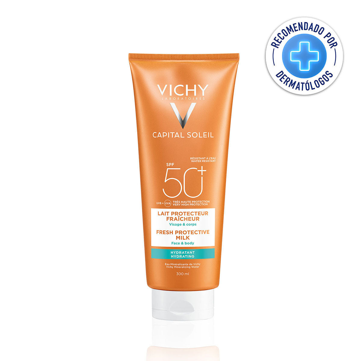 Vichy Capital Soleil FPS 50+, Protector solar facial y corporal, 300ml