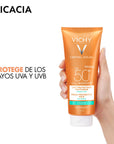 Vichy Capital Soleil FPS 50+, Protector solar facial y corporal, 300ml