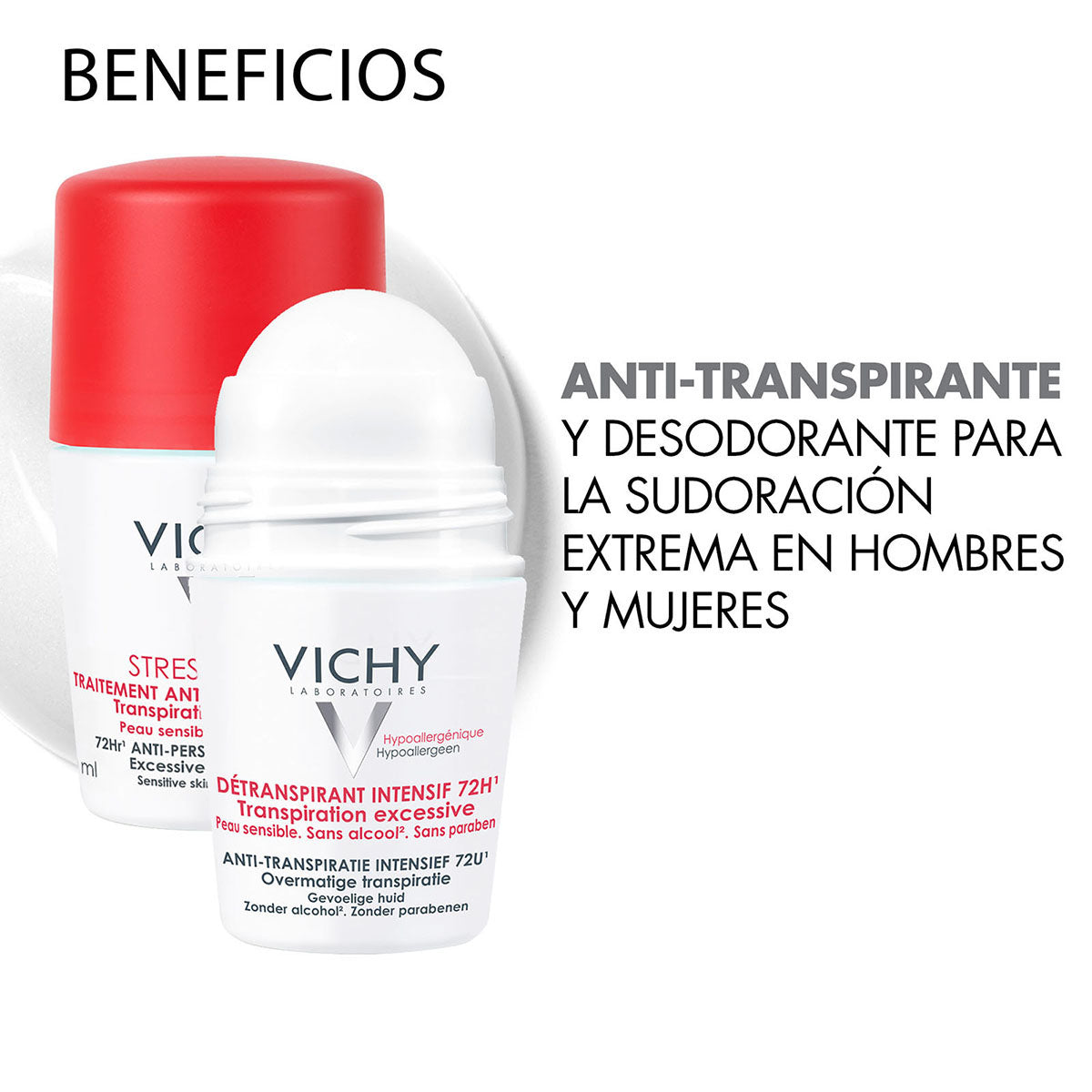Vichy Roll On Stress Resist, Anti-transpirante y desodorante, 50ml.