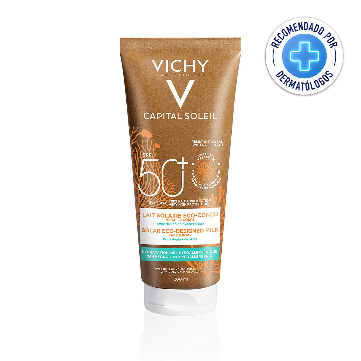 Vichy Capital Soleil Eco-solar FPS 50+, Protector solar corporal hidratante, 200ml