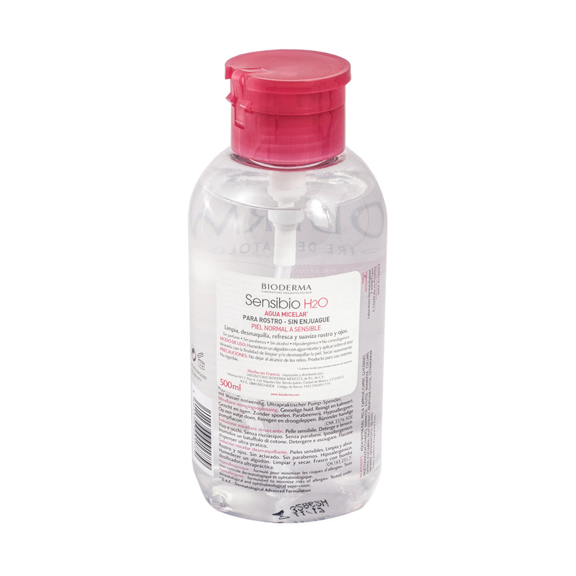 Bioderma Sensibio H2O Bomba Inversa, Agua micelar desmaquillante para piel sensible, 500ml