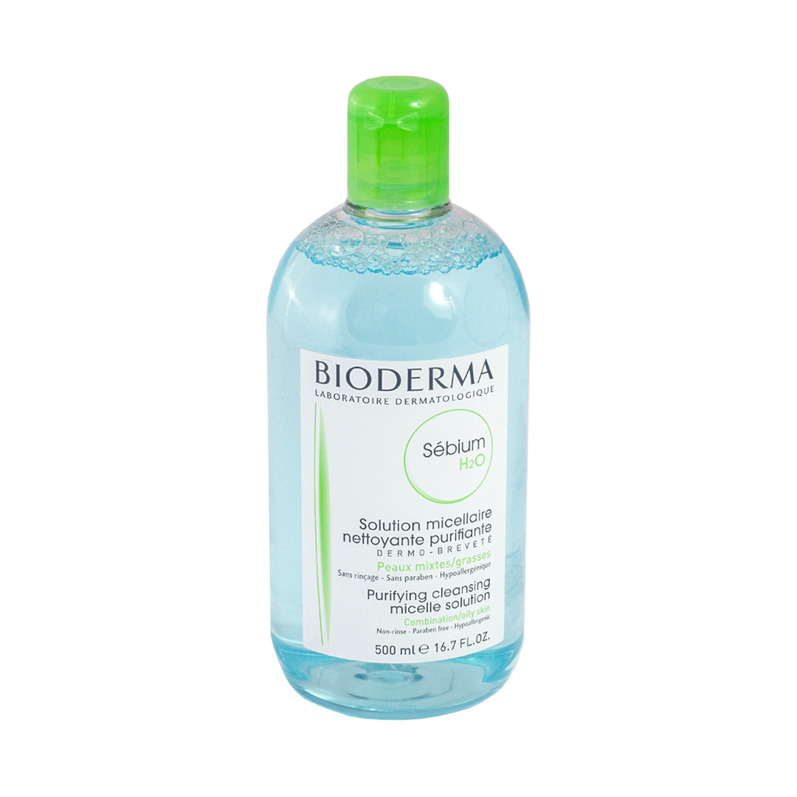 Bioderma Sébium H2O, Agua micelar desmaquillante para piel mixta a grasa, 500ml