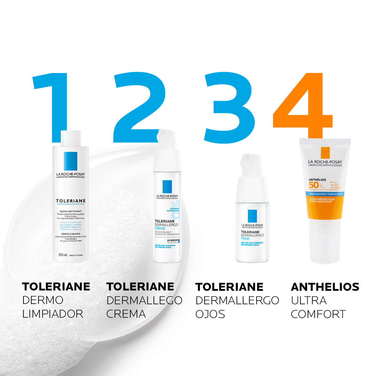 La Roche Posay Toleriane Dermolimpiador, Limpiador facial desmaquillante para piel sensible o con alergia, 200ml