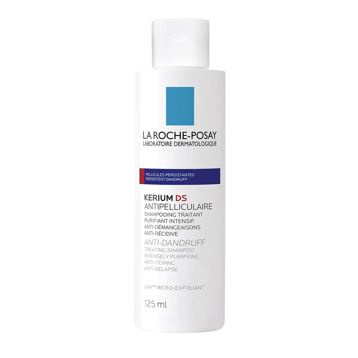 La Roche Posay Kerium DS Anti-caspa Intensivo, Shampoo para cuero cabelludo con caspa, 125ml