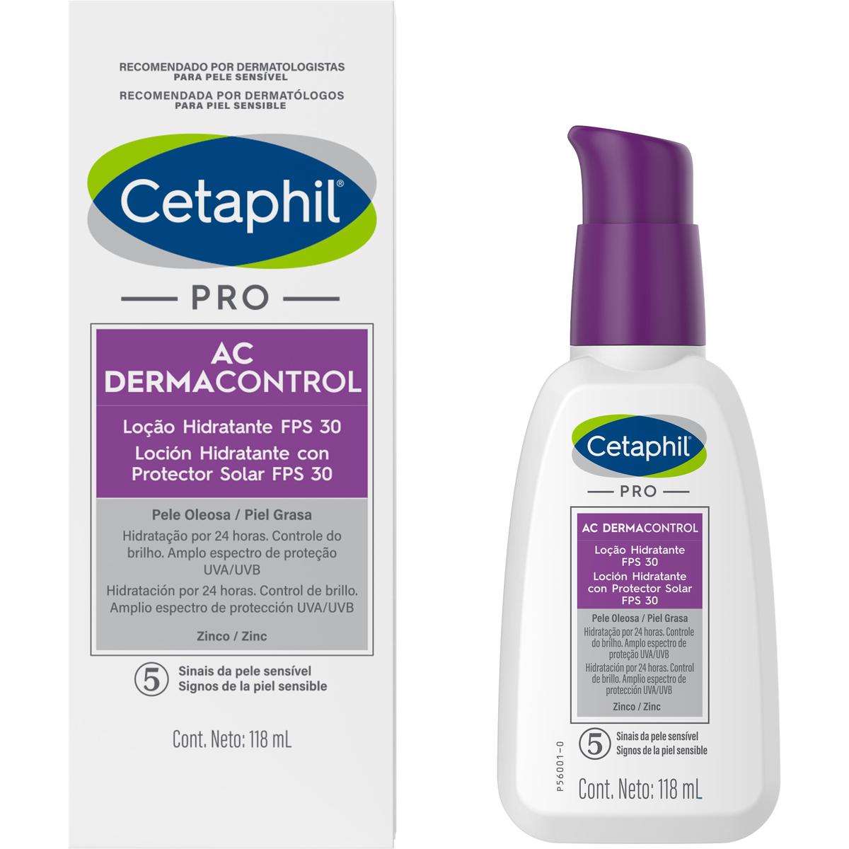 Cetaphil PRO AC Dermacontrol, Hidratante facial con FPS30, 118ml