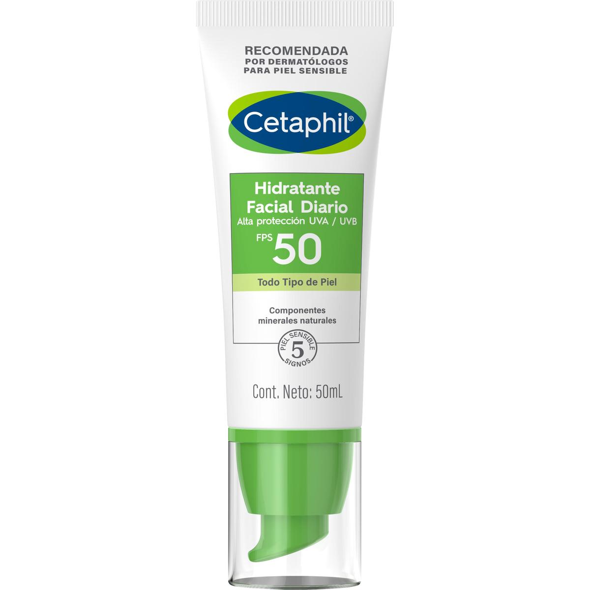 Cetaphil, Hidratante facial diario con FPS50+, 50ml