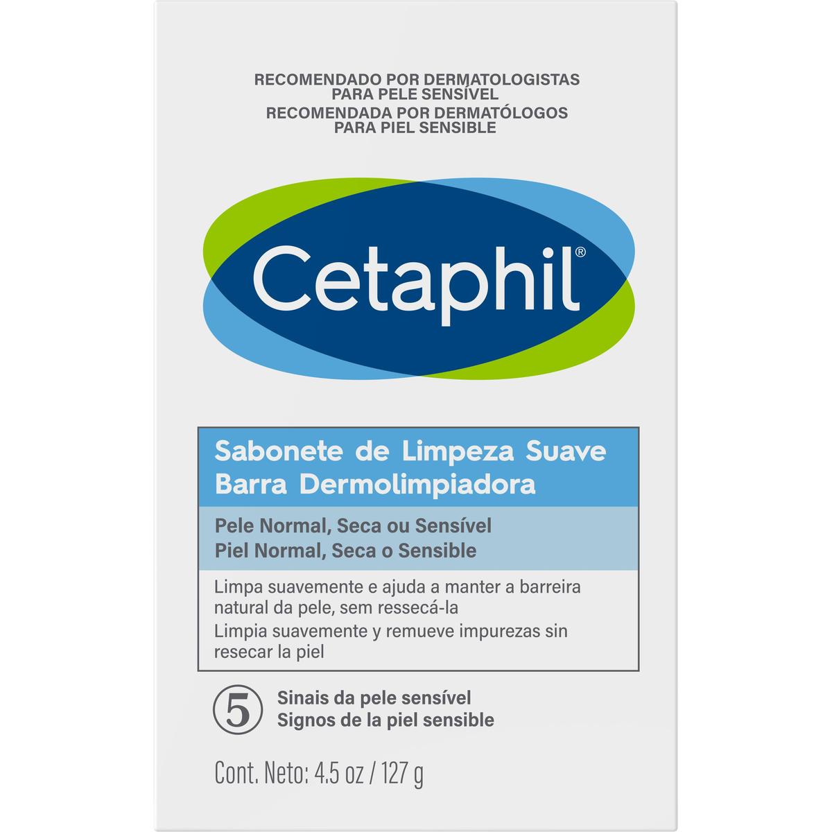 Cetaphil, Barra dermolimpiadora para piel sensible, 127gr