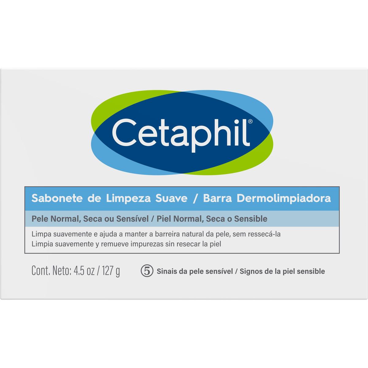 Cetaphil, Barra dermolimpiadora para piel sensible, 127gr