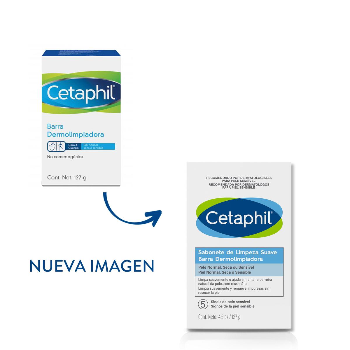 Cetaphil, Barra dermolimpiadora para piel sensible, 127gr