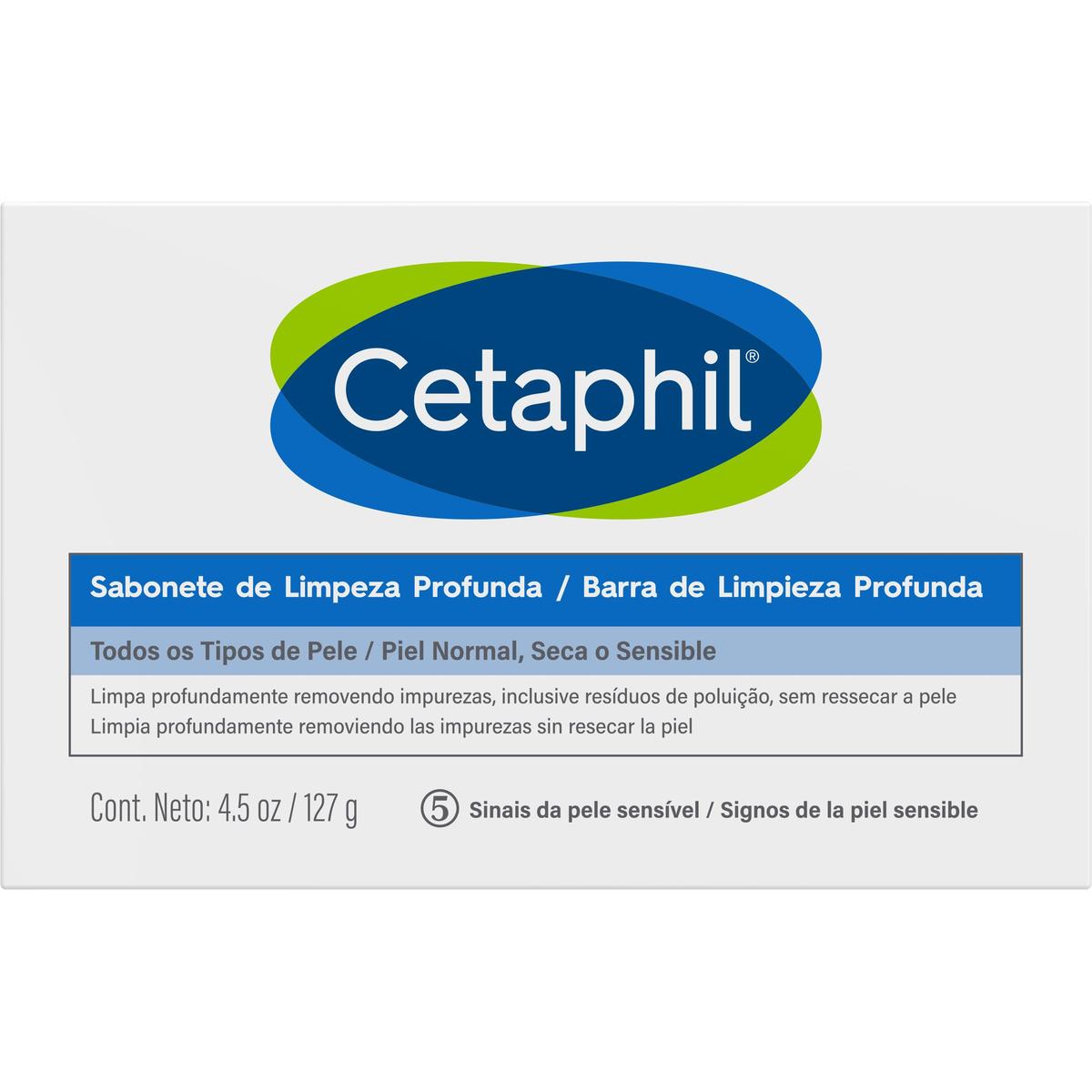 Cetaphil, Barra de limpieza profunda para piel sensible, 127gr