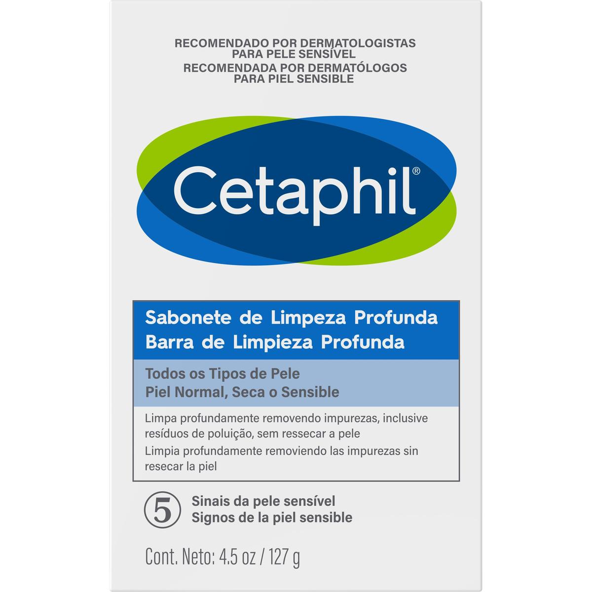 Cetaphil, Barra de limpieza profunda para piel sensible, 127gr