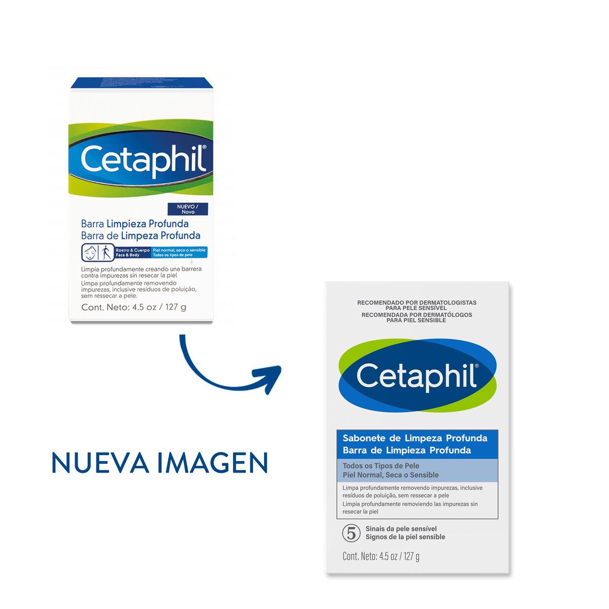 Cetaphil, Barra de limpieza profunda para piel sensible, 127gr