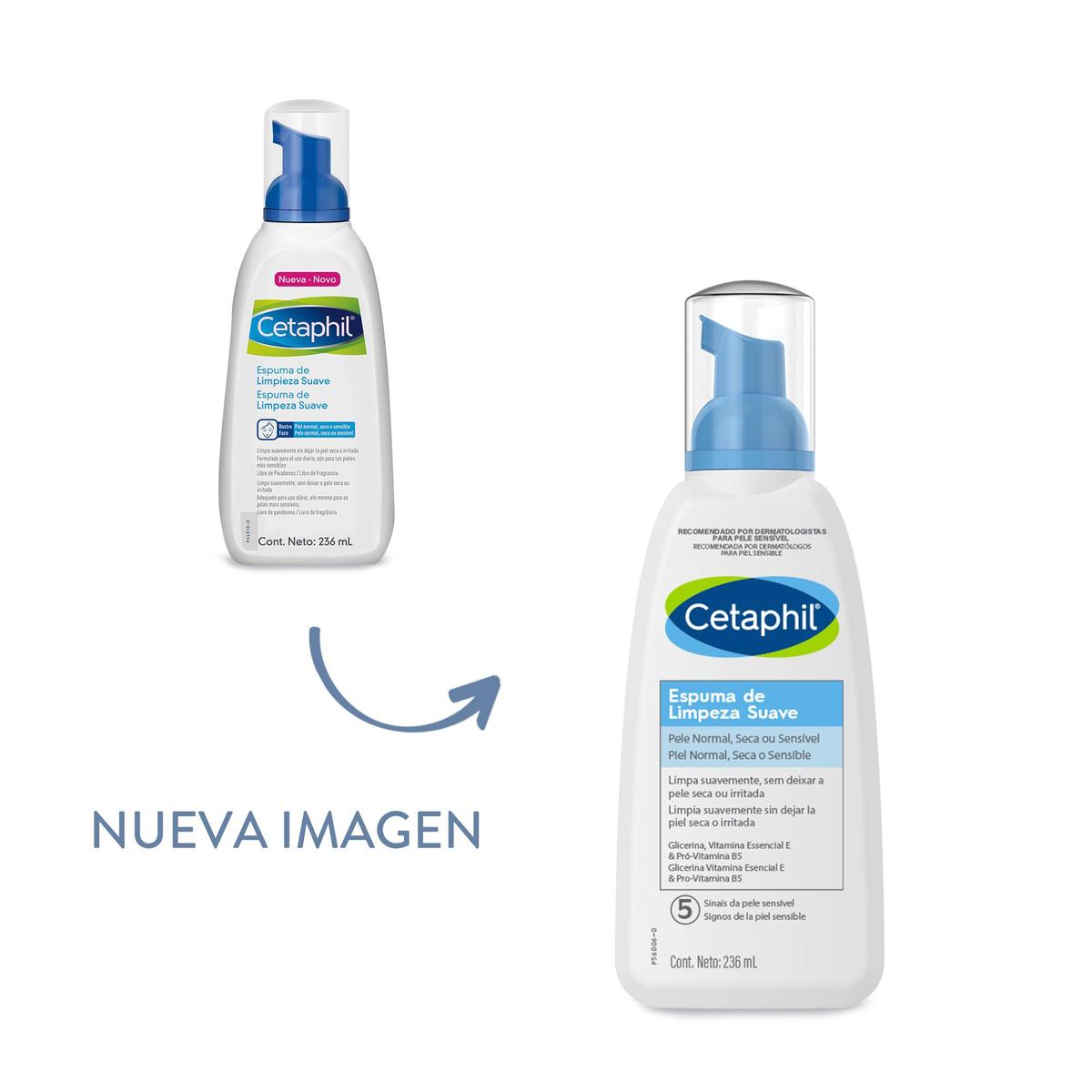 Cetaphil, Espuma de limpieza facial suave, 236ml