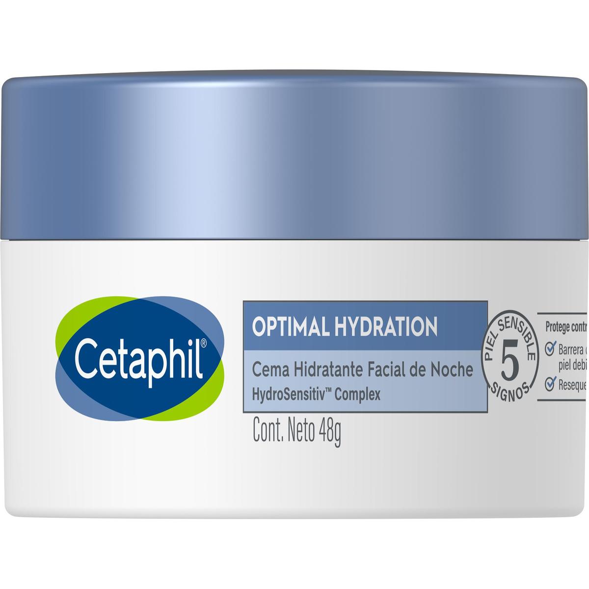 Cetaphil Optimal Hydration, Crema hidratante facial de noche, 48gr
