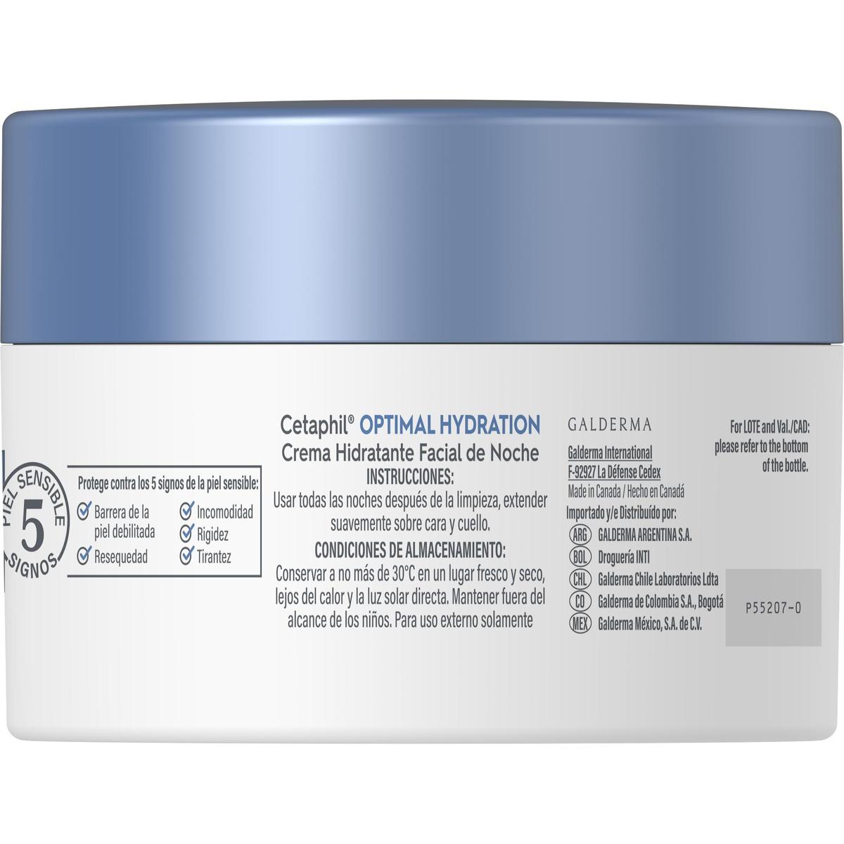 Cetaphil Optimal Hydration, Crema hidratante facial de noche, 48gr