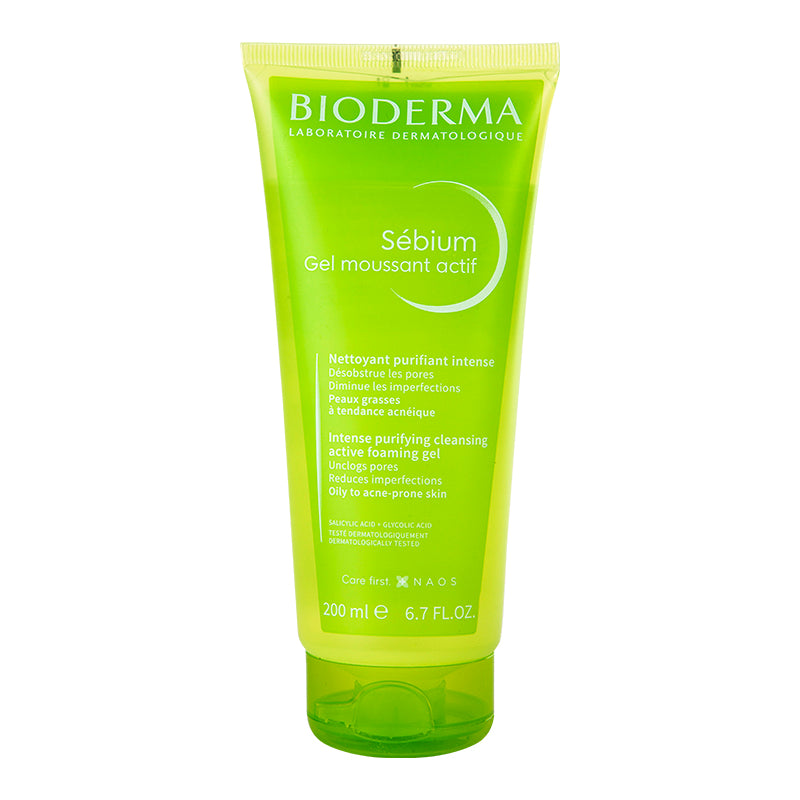 Bioderma Sébium Gel Moussant Actif, Gel limpiador anti-acné, 200ml