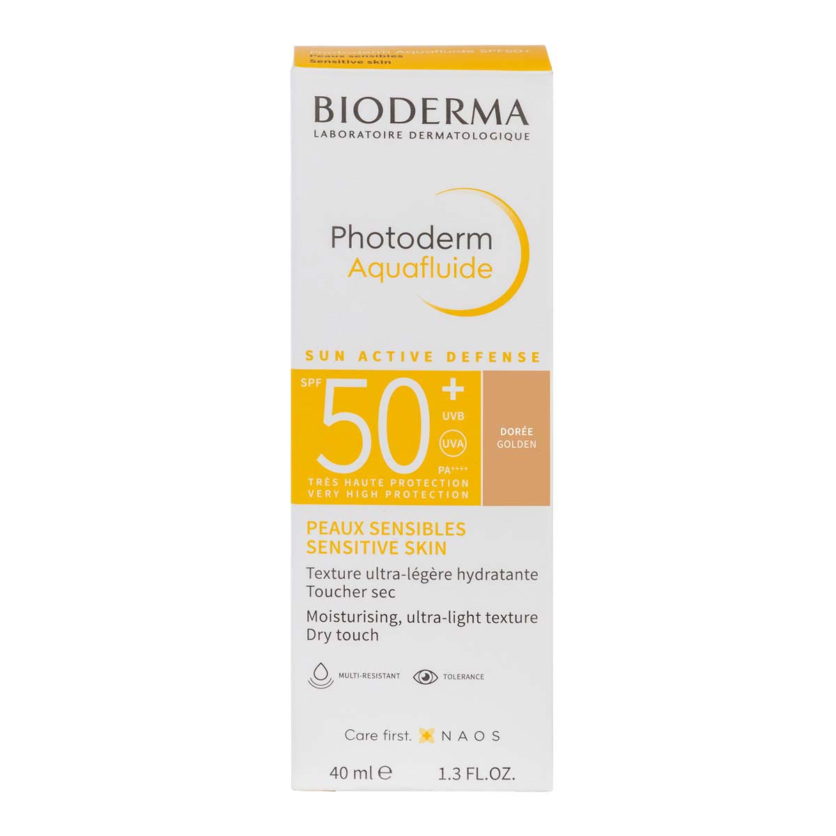 Bioderma Photoderm Aquafluido FPS 50+ Tono Dorado, Protección solar facial con color, 40ml
