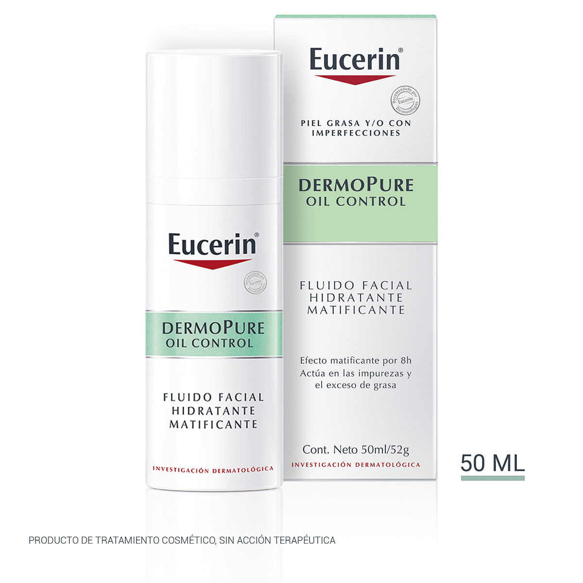 Eucerin fluido facial matificante dermopure piel grasa y/o con tendencia acneica 50ml.
