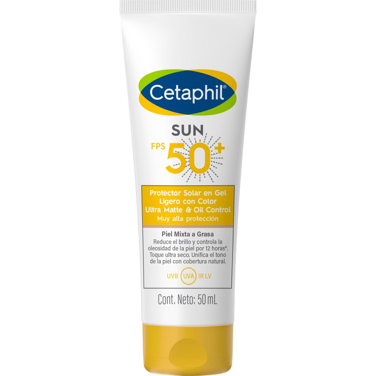 Cetaphil Sun Oil Control FPS50+ con Color, Protector solar en gel, 50ml